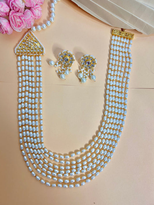 Exclusive Premium Mogra Pearl Necklace With Earrings