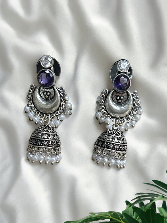 Purple Stone Jhumka