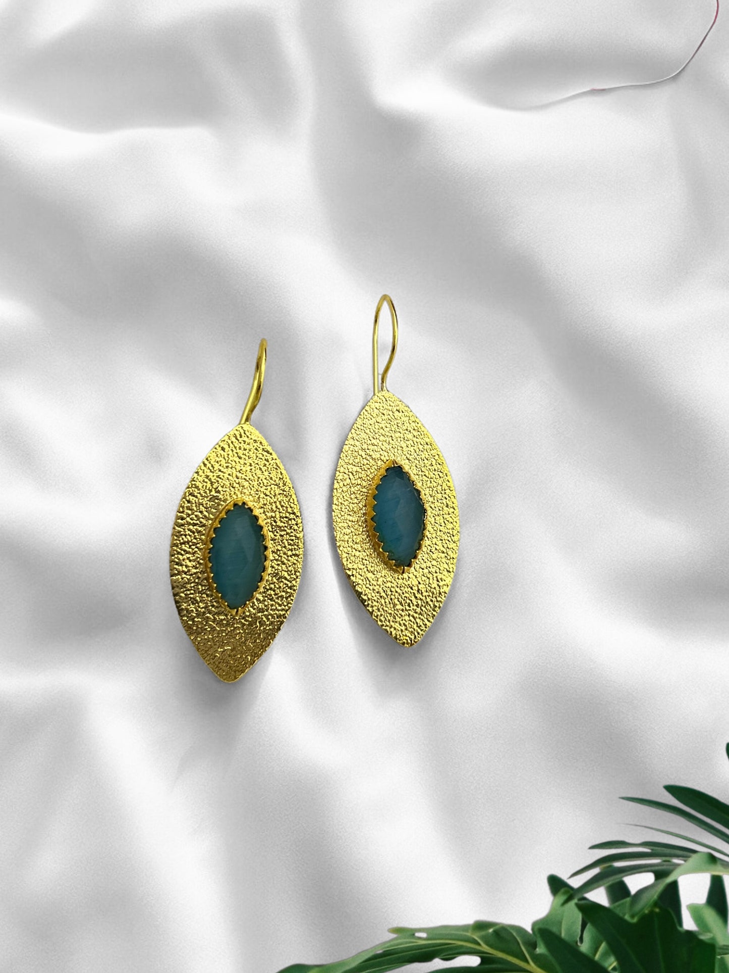 Turquoise Blue Leaf Earrings