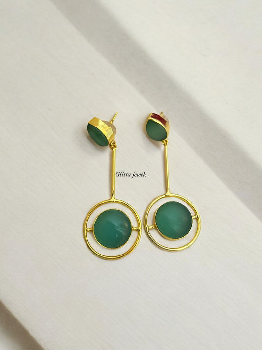 Emerald Green Gold Tone Earrings