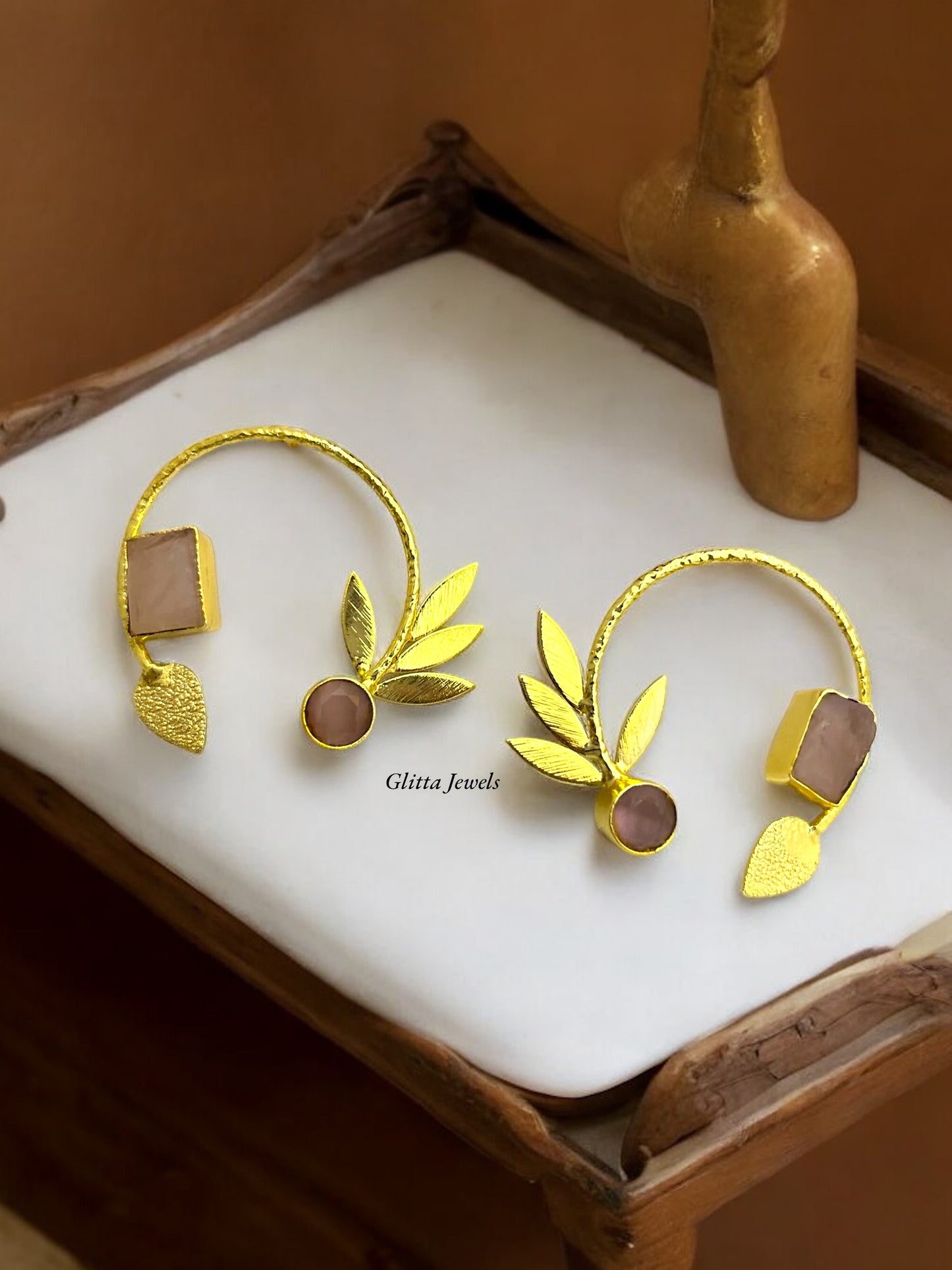 Light Mahogany Crescent Earrings