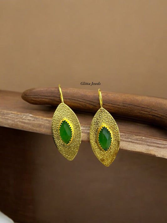 Emerald Green Leaf Earrings