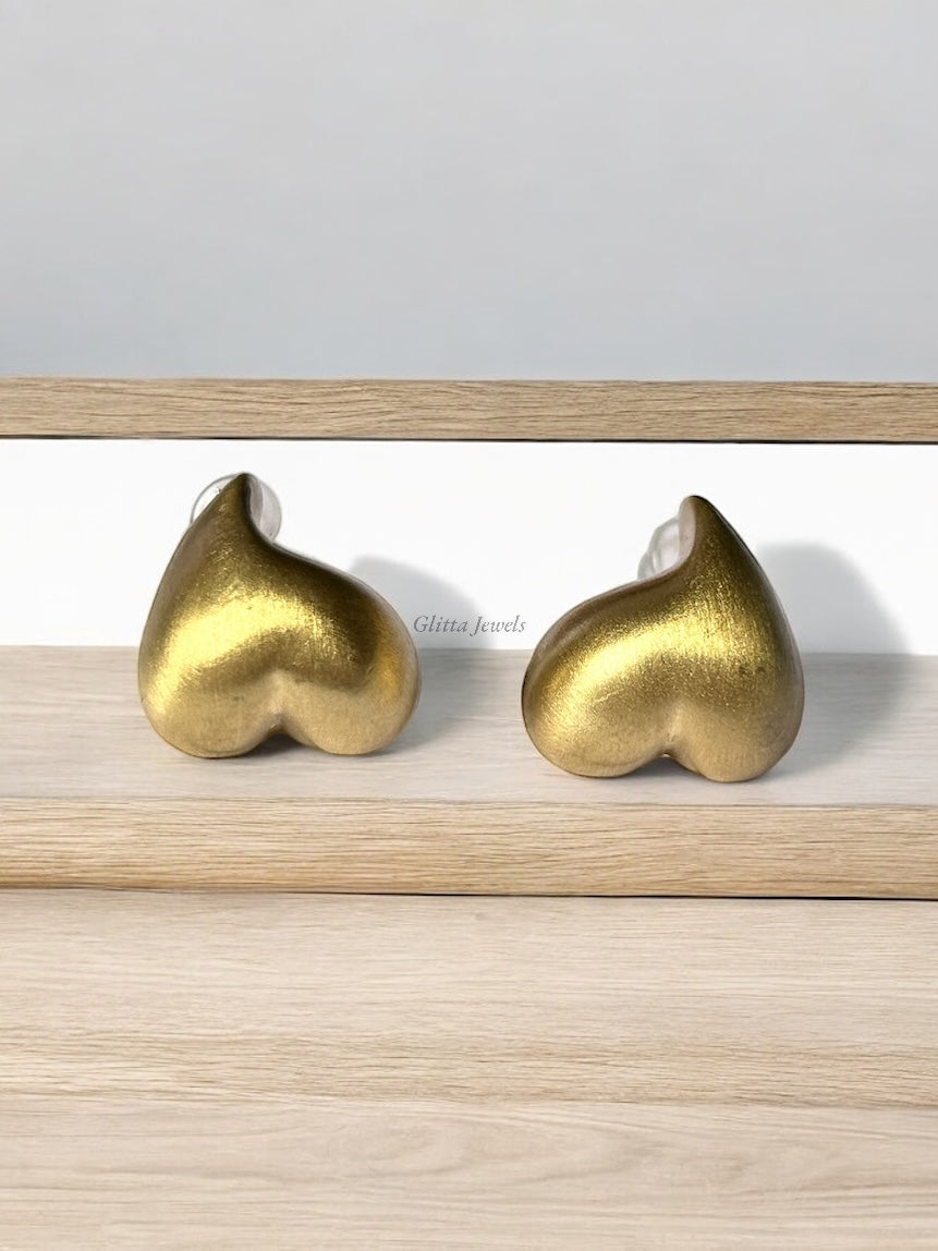 Heart Shaped Gold Tone Earrings