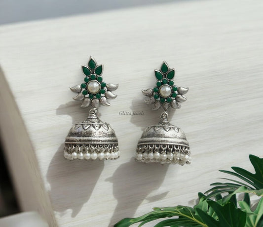 Forest Green Oxidised Jhumka