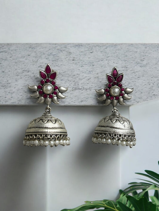 Garnet Red Oxidises Jhumka